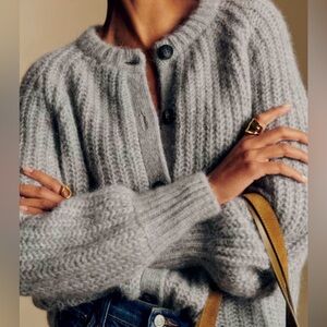 Sezane Emile Gray Knit Cardigan size XS